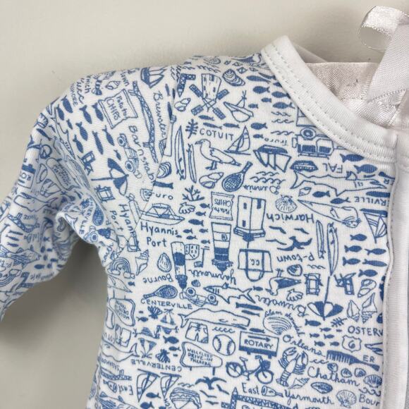 Joy Street Cape Cod Zip Baby Footie Blue Newborn - Picture 2 of 8